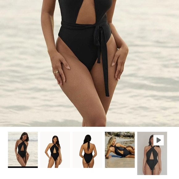 PQ Alex Black Halter One-Piece Swimsuit (NWT) Size M - Picture 4 of 4